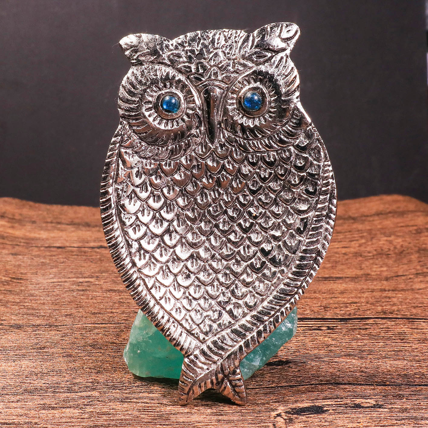 貓頭鷹雕花銅製線香座