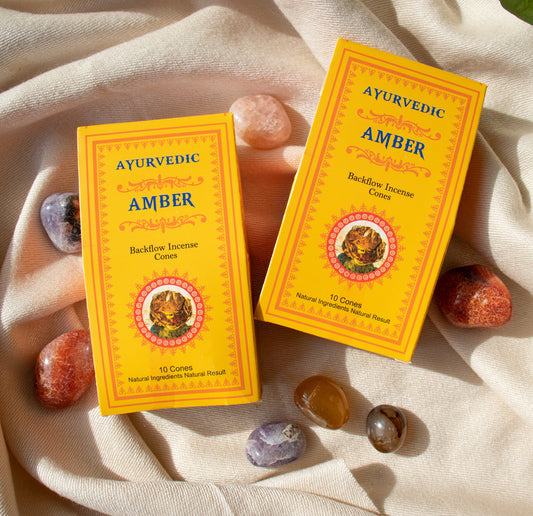 🎇穩定能量場🎇Ayurvedic琥珀印度天然手工倒流香塔