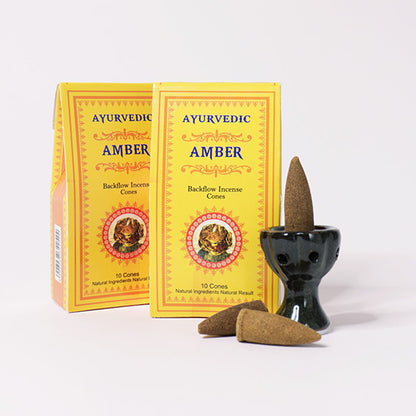 🎇穩定能量場🎇Ayurvedic琥珀印度天然手工倒流香塔