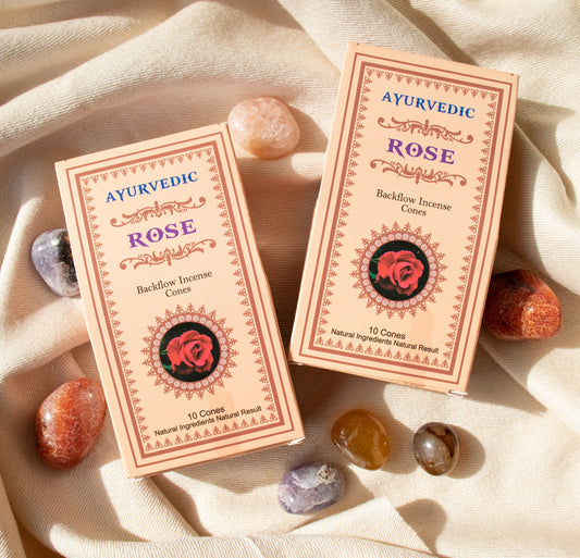 🎇愛與美的能量🎇Ayurvedic玫瑰印度天然手工倒流香塔