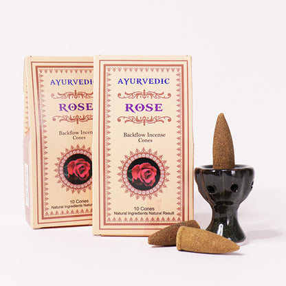 🎇愛與美的能量🎇Ayurvedic玫瑰印度天然手工倒流香塔