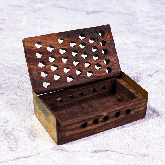 印度手工雕花擴香木盒