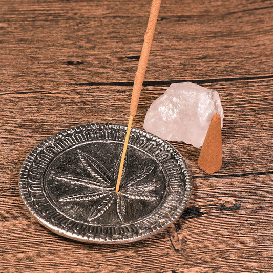 葉片雕花銅製線香座