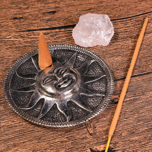 太陽雕花銅製線香座