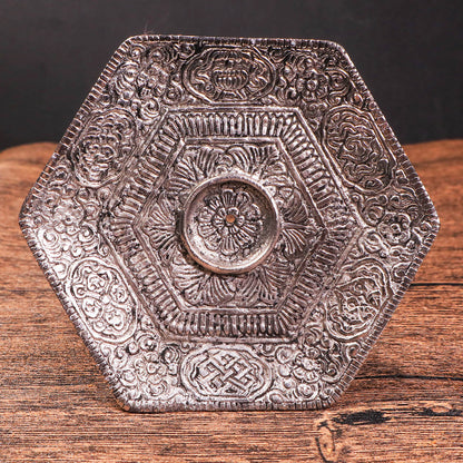 六角雕花銅製線香座